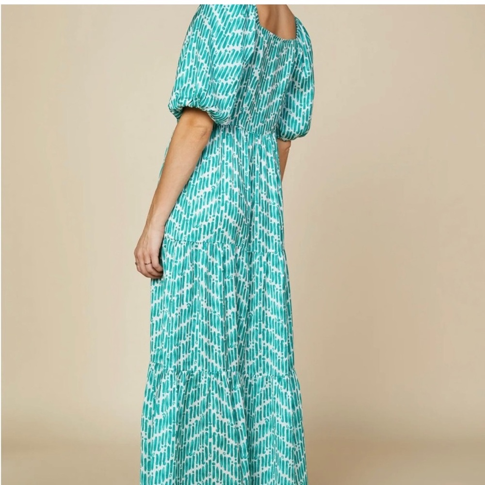 Skies Are Blue Green Ruffled Wrap Maxi Dress